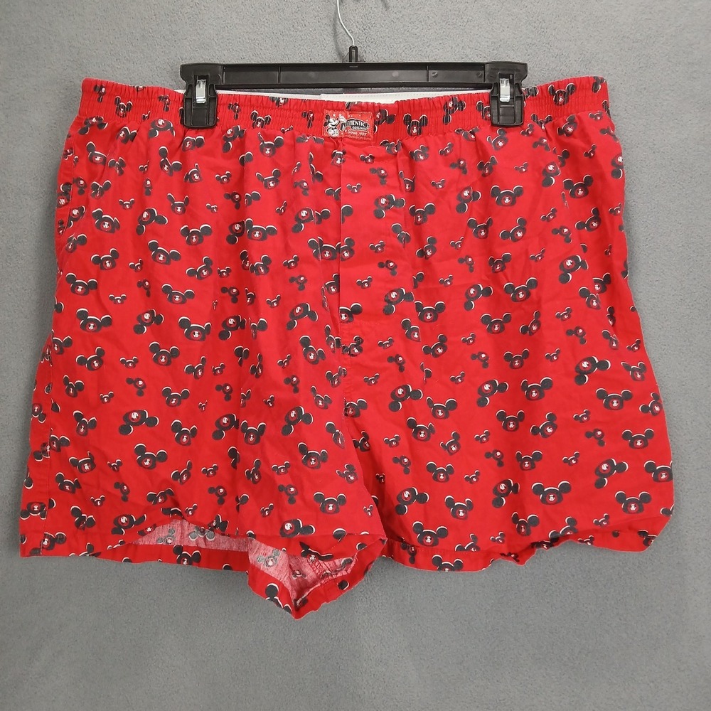 Disney‎ Parks Authentic Original Shorts Mens XL Red Cotton Mickey Mouse Modern